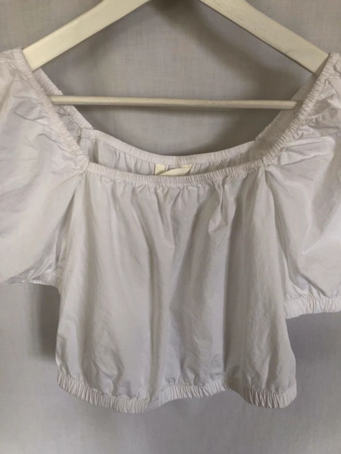 Haut manches courtes crop blanc H&M taille 42 très bon état - photo numéro 8