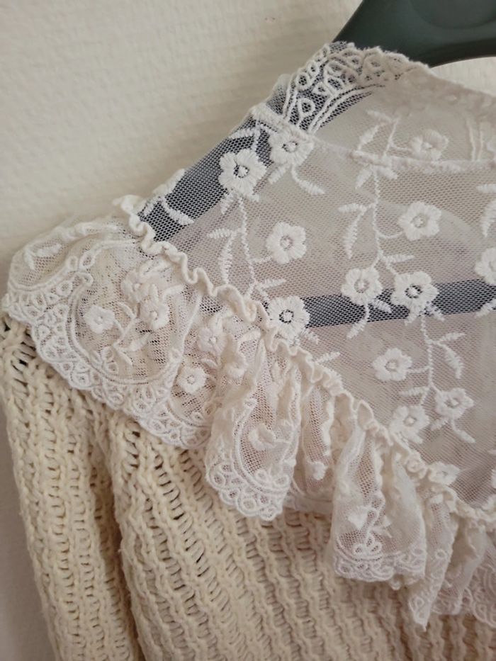 Pull tricot romantique avec volants beige zara - photo numéro 4