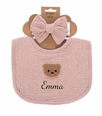 Lot bavoir + bandeau personnalisable