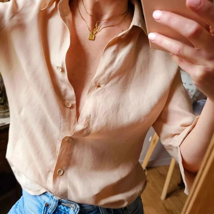 Chemise en lin beige manches 3/4 - photo numéro 2