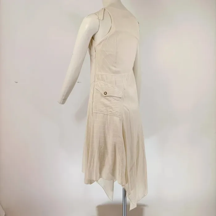 robe asymétrique IKKS beige et blanche empiècement bohème bretelles réglables taille 36 A313 - photo numéro 7