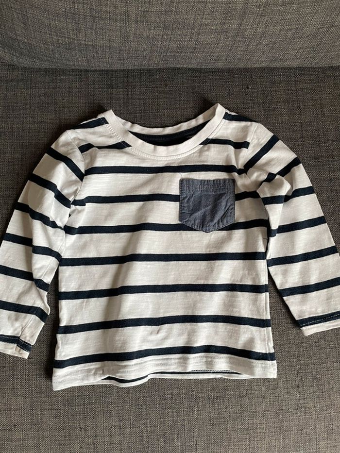 Pull blanc rayures noires