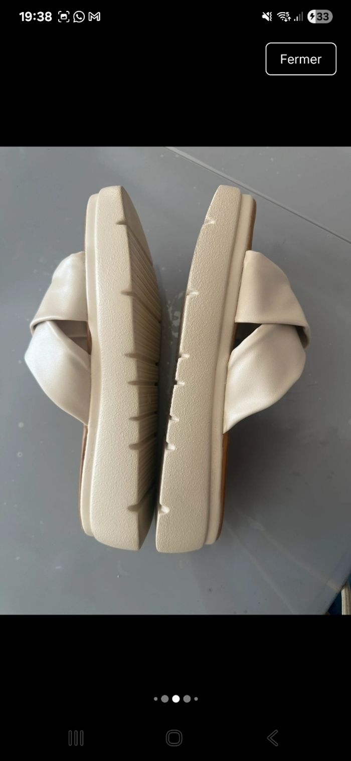 Sandales claquettes beige crème - photo numéro 5