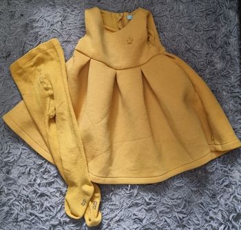 Robe couleur moutarde 18mois 80cm avec collant