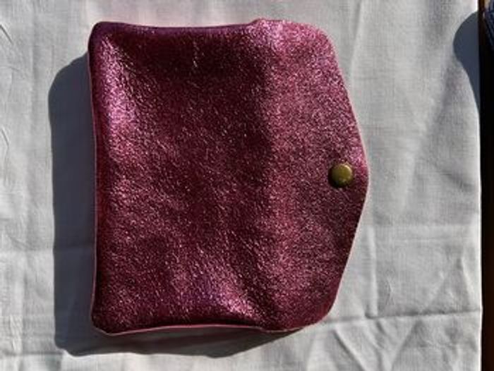Portefeuille en cuir irisé rose vif - photo numéro 4