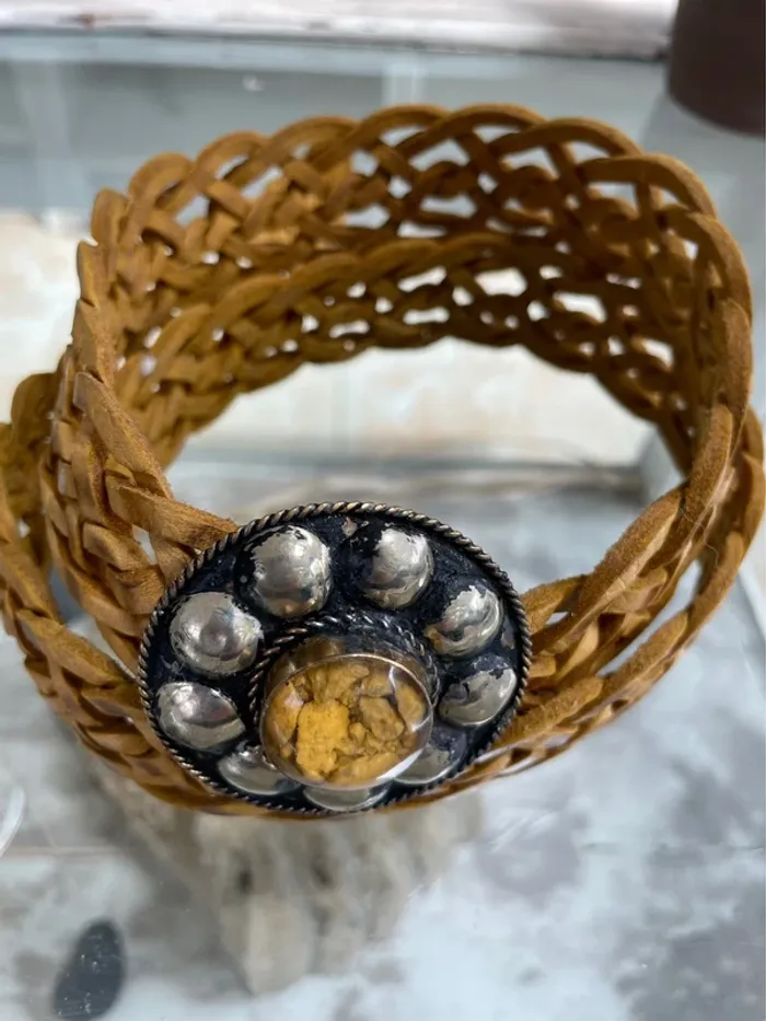 Ceinture cuir moutarde ajustable-taille unique - photo numéro 5