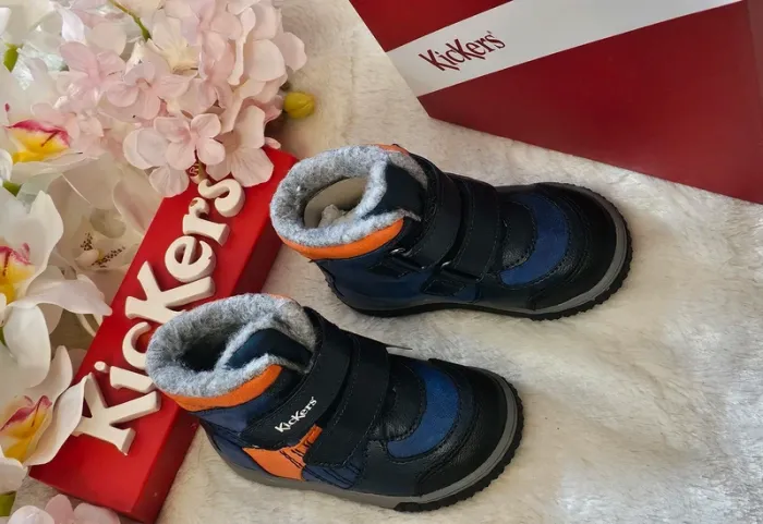 Bottes Bottines Cuir Scratch Fourrées Waterproof 1er pas 👣 Kickers T21 - photo numéro 3