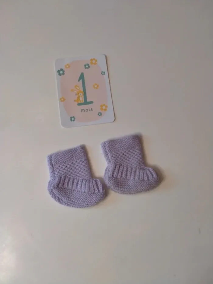 Ensemble tricoté bébé fait main 1 mois - photo numéro 5