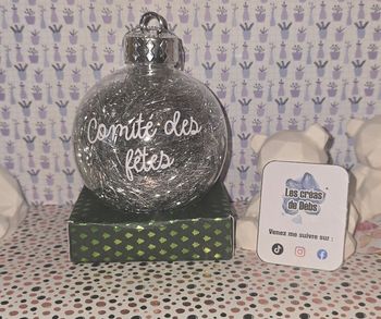 Boule de Noël cheveux d'ange Argent  personnalisée