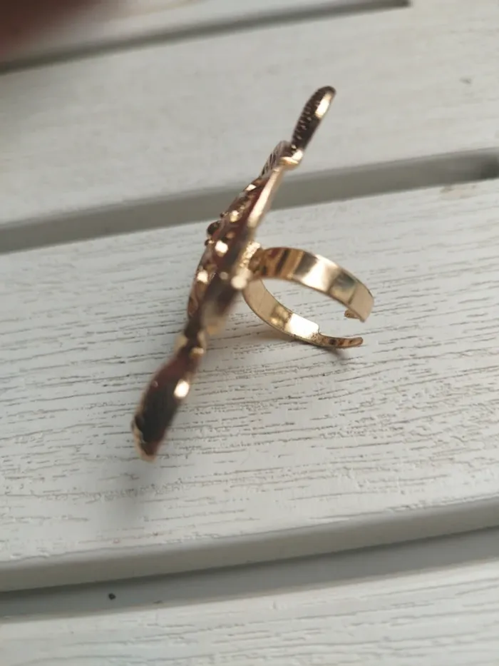 Bague tortue ajustable dorée - photo numéro 3