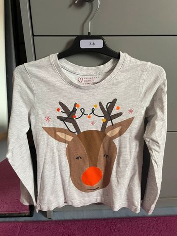 T-shirt léger manches longues filles motif rennes