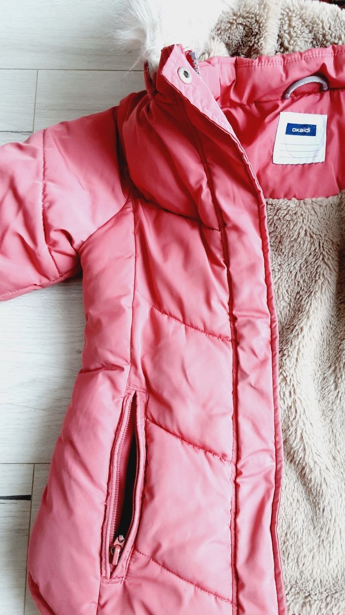 Vêtement fille manteau chaud hiver à capuche amovible rose Okaïdi 4 ans - photo numéro 2