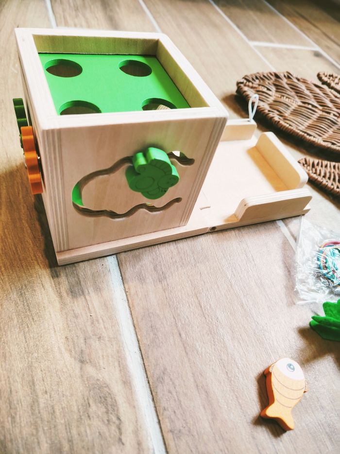 🥕Cube d'éveil multi activités 6 en 1 formes à encastrer pêche à la ligne.. en bois - photo numéro 4