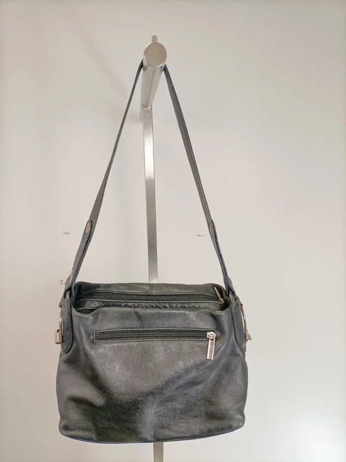 Sac à main sacoche cuir noir Etrier chic vintage été - photo numéro 2