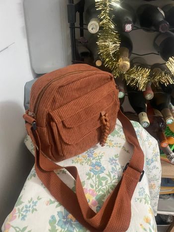 Mini Sac Bandoulière marron en Velours Côtelé pour Femme