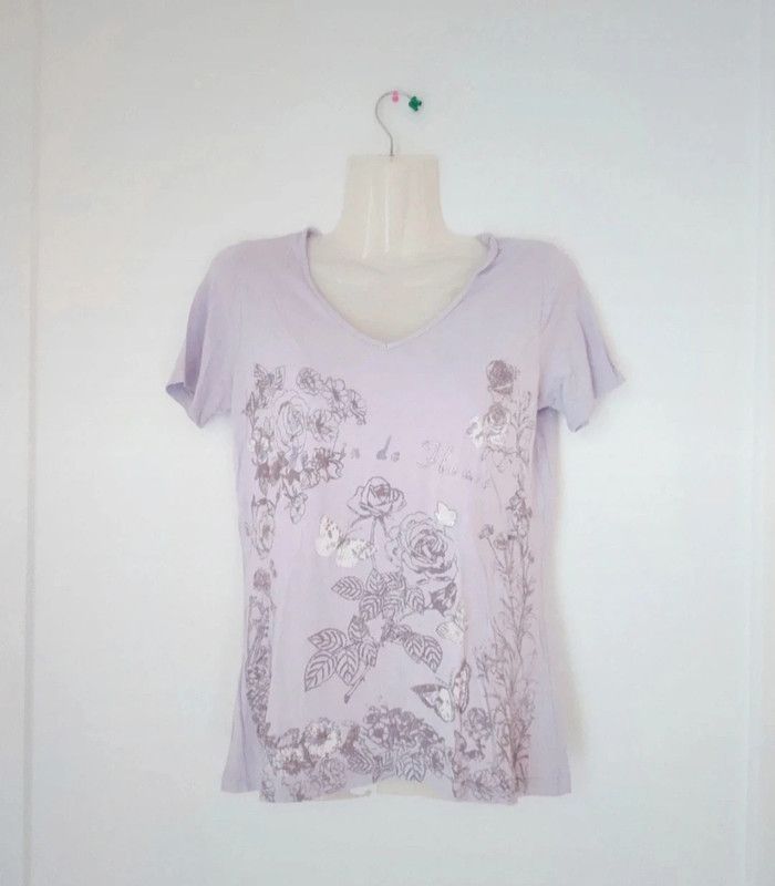 Tee-shirt vintage y2k col v femme