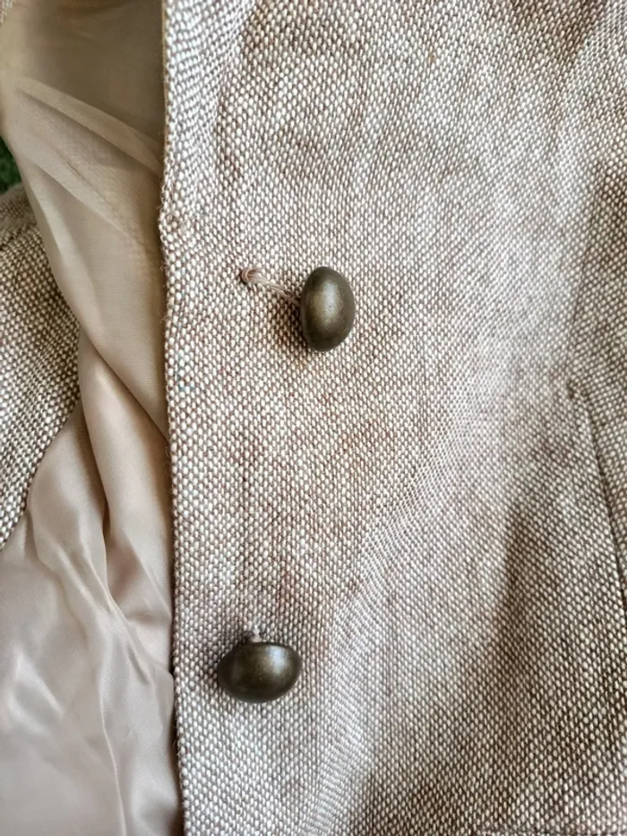 Veste blazer vintage avec laine beige Together taille 46 - photo numéro 3