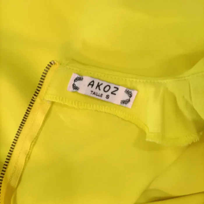 Robe jaune col claudine fluo flash Été Summer - Akoz - Taille S A1119 - photo numéro 9