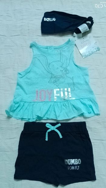 Disney ensemble haut short bandeau Disney 3 mois