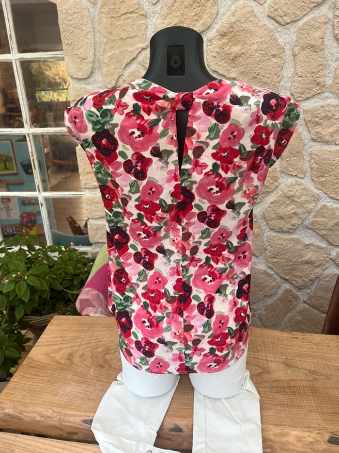 Tunique top blouse femme rose à grosses fleurs taille S / M 36 38 by one - photo numéro 5