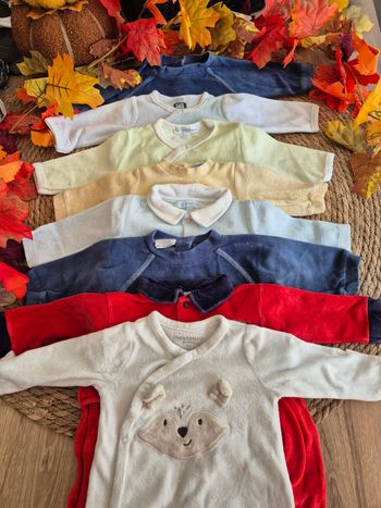 Super lot de 8 grenouillères velours bébé garçon 3 mois