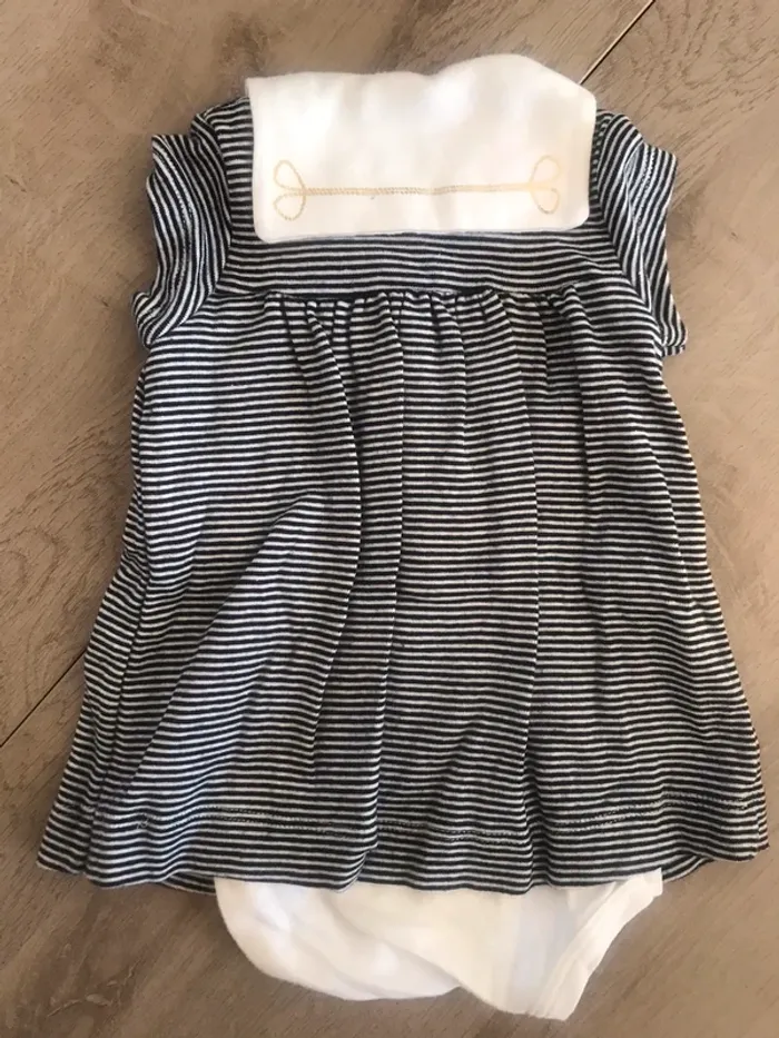 Ensemble robe avec body intégré et gilet Petit Bateau 3 mois - photo numéro 2