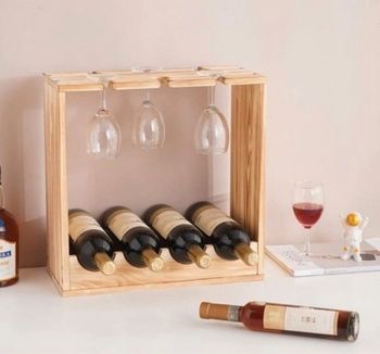 Rangement Bouteille, Casier à Bouteilles pour 4 Bouteilles,Range Bouteille Vin ou