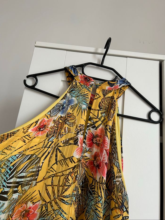 Robe jaune fleuries d’été Évasée Belle et Bonne Tailles M-L - photo numéro 7