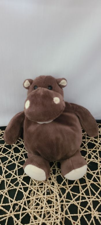 Doudou hippopotame marron blanc HISTOIRE D'OURS 24 cm
