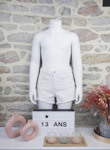 Short en jeans blanc ourlets effilochés Fille taille 13/14 ans marque Zara 🦜