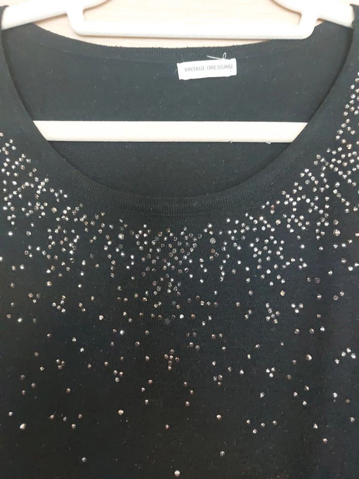 Haut noir grande taille avec strass - photo numéro 2