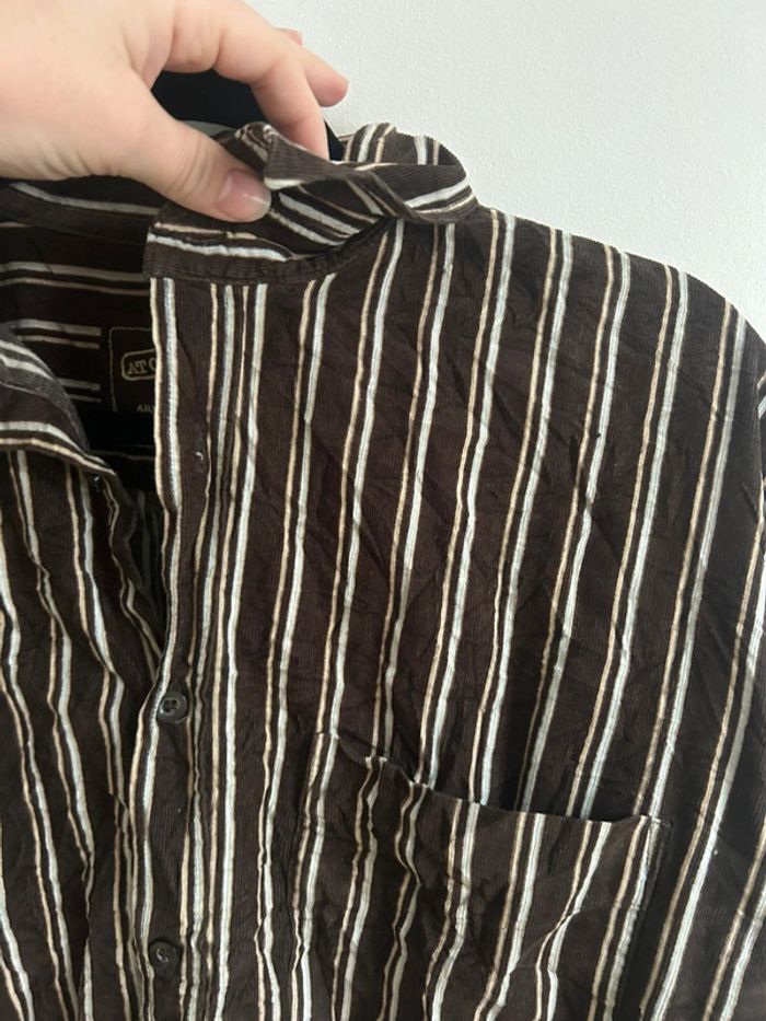 Jolie chemise style velours à rayures marron • Armand Thiery • Taille XL/42 - photo numéro 18