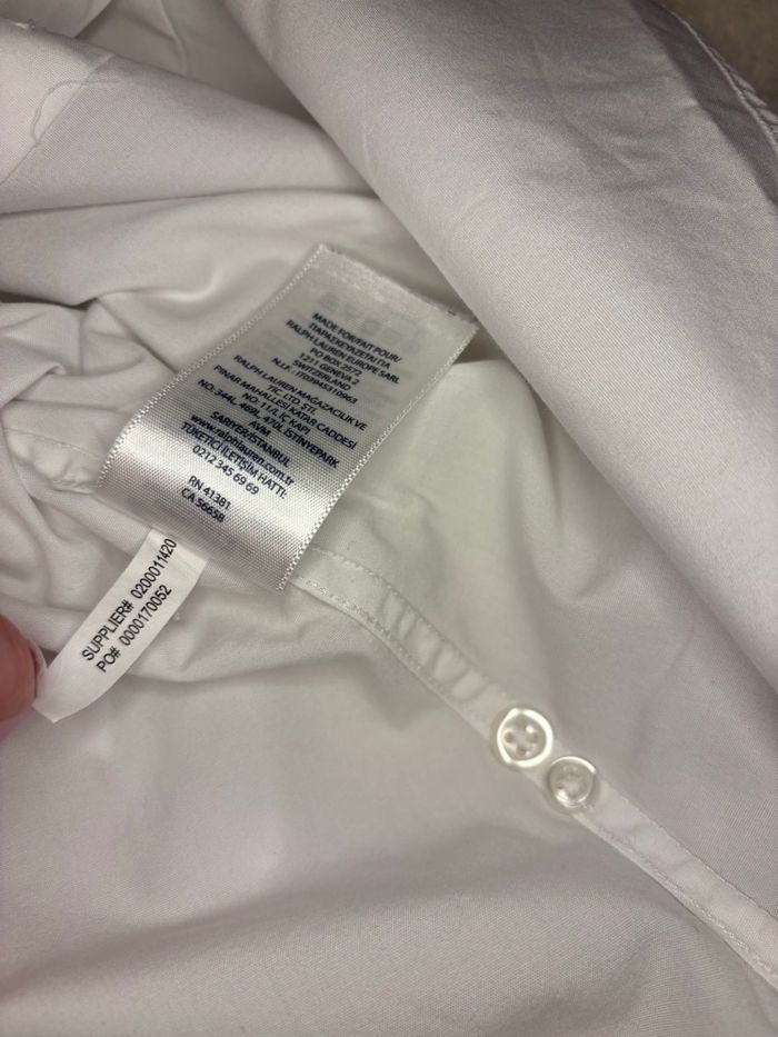 💙Chemise Neuve Polo Ralph Lauren Blanche Logo Bleu Marine - Taille S/36 - photo numéro 7