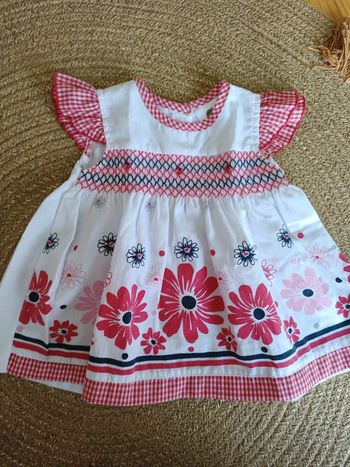 Jolie robe été 3/6mois rouge et blanche motif Vichy