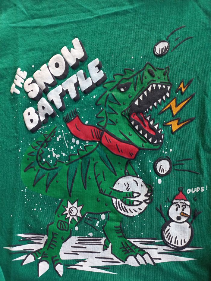 Tee-shirt manches longues Dinosaure Noël garçon 6 ans - photo numéro 3