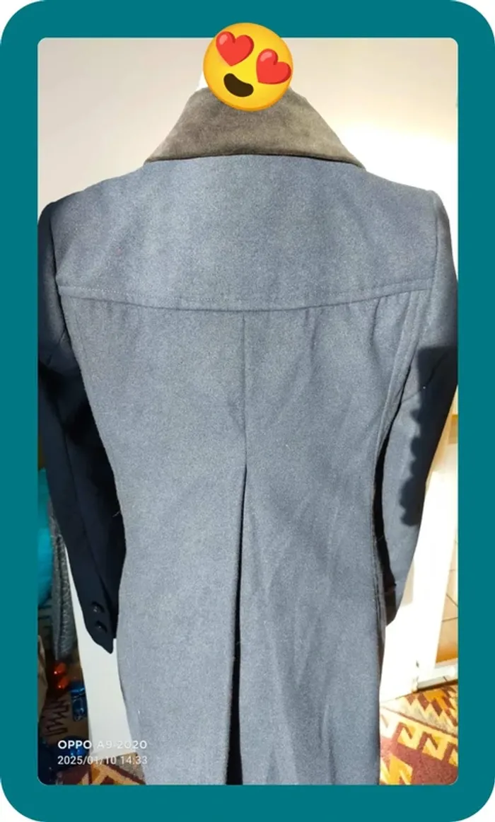 Manteau Zara femme, taille S, en laine, bleu marine noir - photo numéro 2