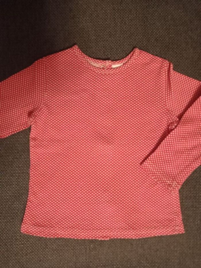 Tee shirt manches longues rose à cœur