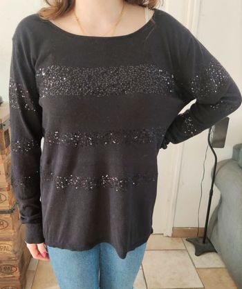 Pull noir Camaïeu L (110)