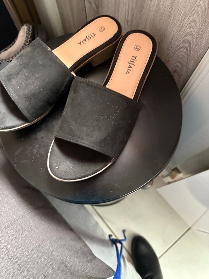 Mules plates noires tube - photo numéro 3