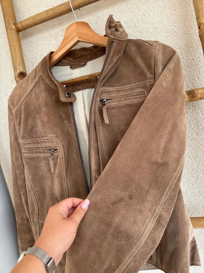 Blouson en croûte de cuir de porc CBLV taille 40 - photo numéro 12