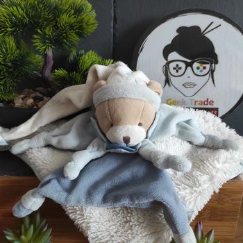 Doudou Et Compagnie Ours Bonnet Blanc Bleu DC2716 Petit Chou  #geektradedoudou