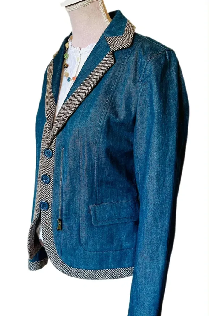 💙🌿Veste jean vintage chic taille S/36 Alain Manoukian Denim & Chevron retro jacket🌿💙 - photo numéro 10