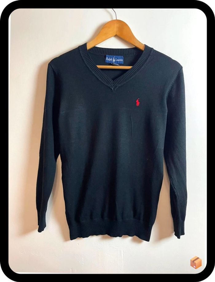 Pull Ralph Lauren léger – Taille L – Noir – 100 % Laine