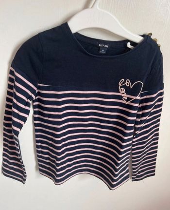 T-shirt ML mariniere rose 4ans