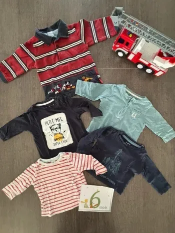 T-shirts manches longues lot 6 mois
