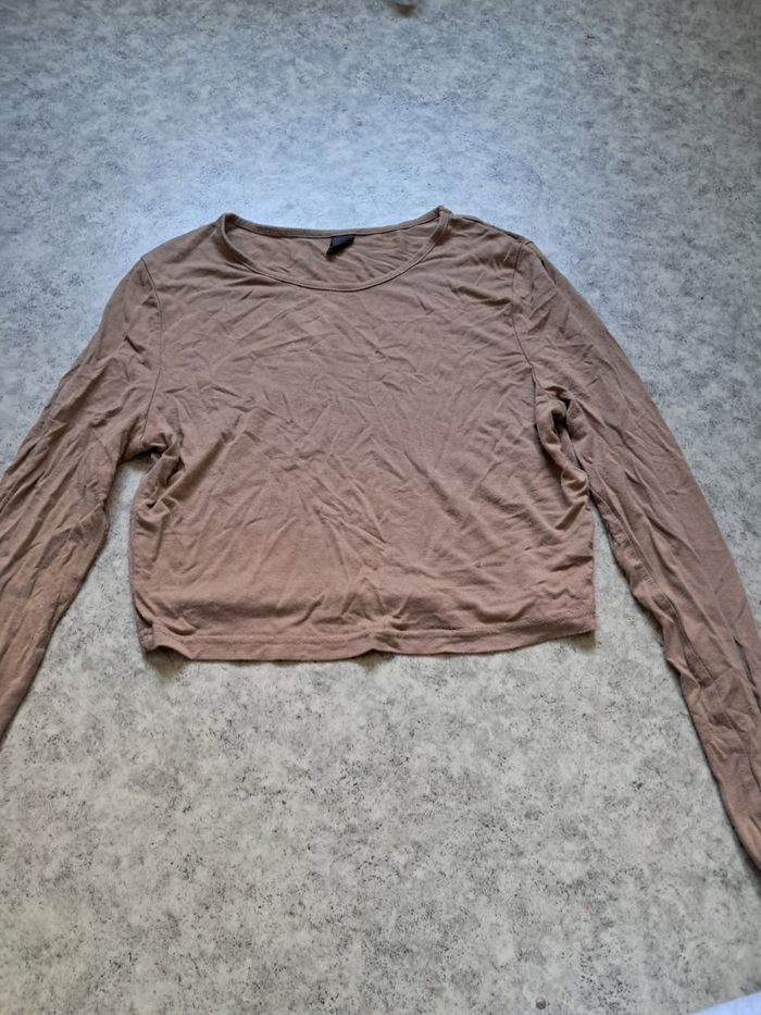 T-shirt manches longues marron - photo numéro 3