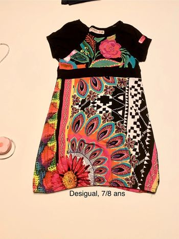 Robe tunique desigual noir et multicolore 7/8 ans