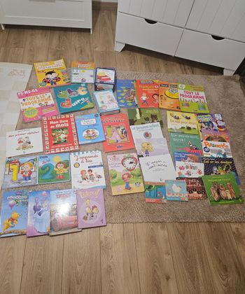 Lot de livres et jeux d'apprentissage.