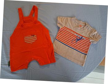 Ensemble salopette et T-shirt salamandre lézard Réunion