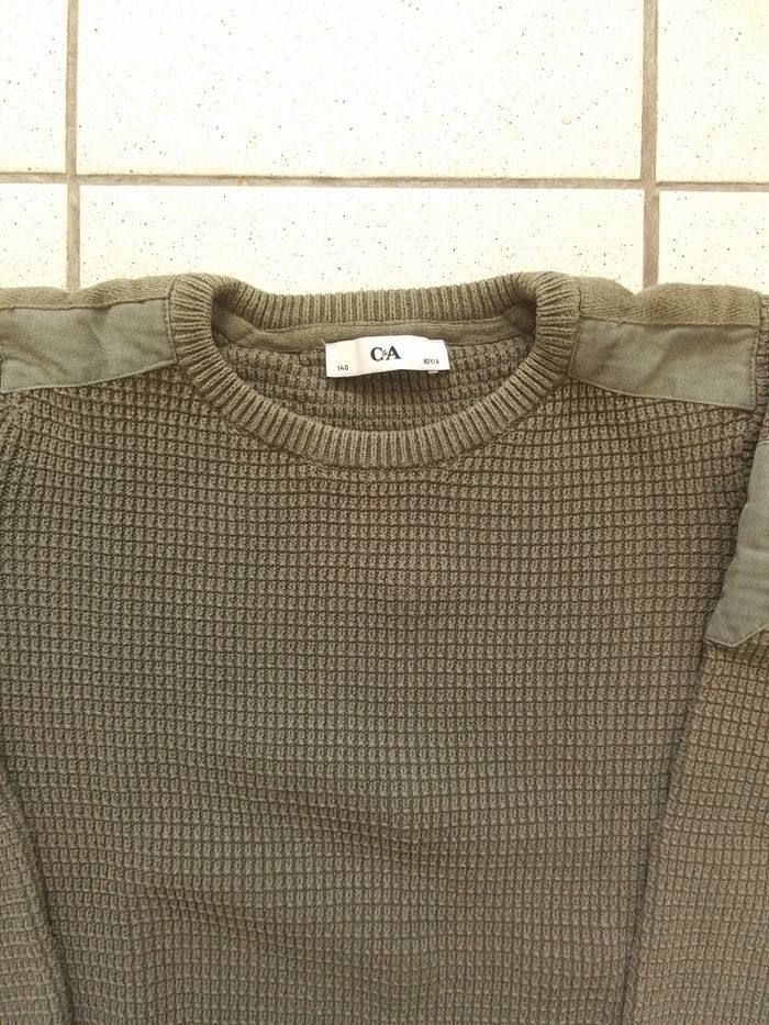 Pull col en rond garçon kaki. - photo numéro 3